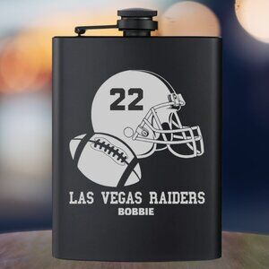 Personalized Sports Football Helmet NFL Las Vegas Raiders Black Flask | NFL